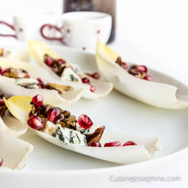 Endivine Blue Cheese Pomegranate Bites, 101 New Years Food Ideas 