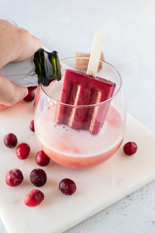 Cranberry Champagne Poptail, 101 New Years Food Ideas 