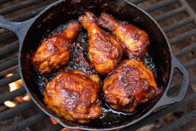 campfire whiskey BBQ chicken recipe, 101 Stress Free Camping Food Ideas