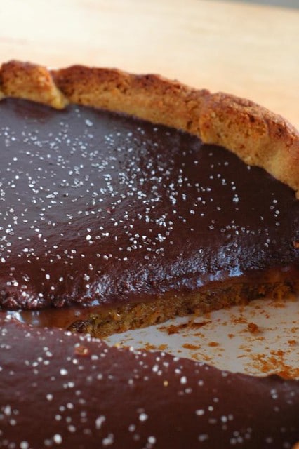 Salted Dark Chocolate Caramel Tart