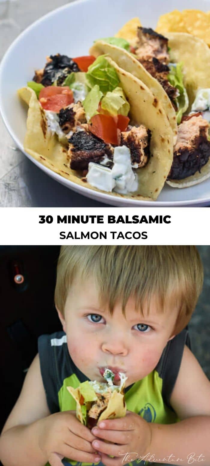 30 Minute Balsamic Salmon Burger Tacos | The Adventure Bite