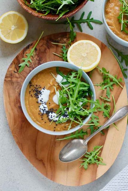 carrot ginger and red lentil soup 