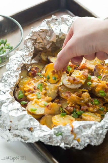 Cheesy Grilled Potatoes with Bacon