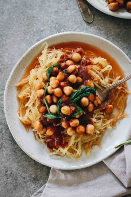 Garlic Chickpea Spaghetti Squash Recipe