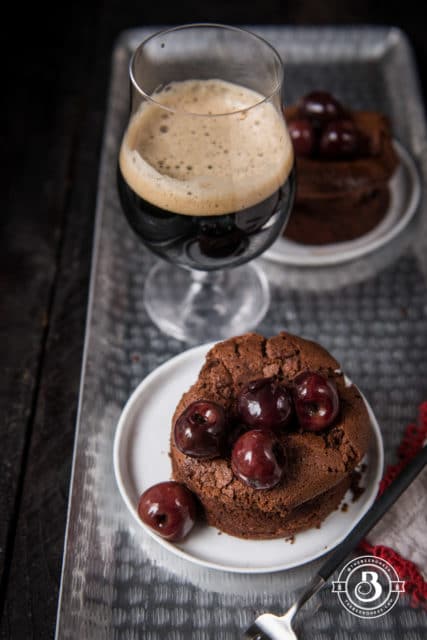  Individual Stout Mousse Cakes with Flambe Bourbon Beer Cherries