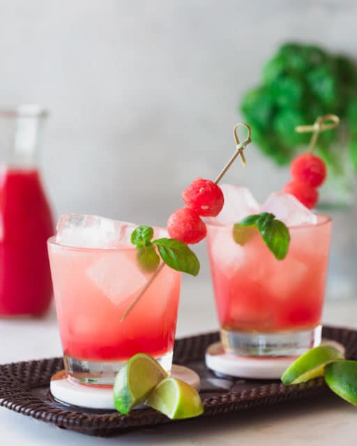 watermelon basil cocktails 