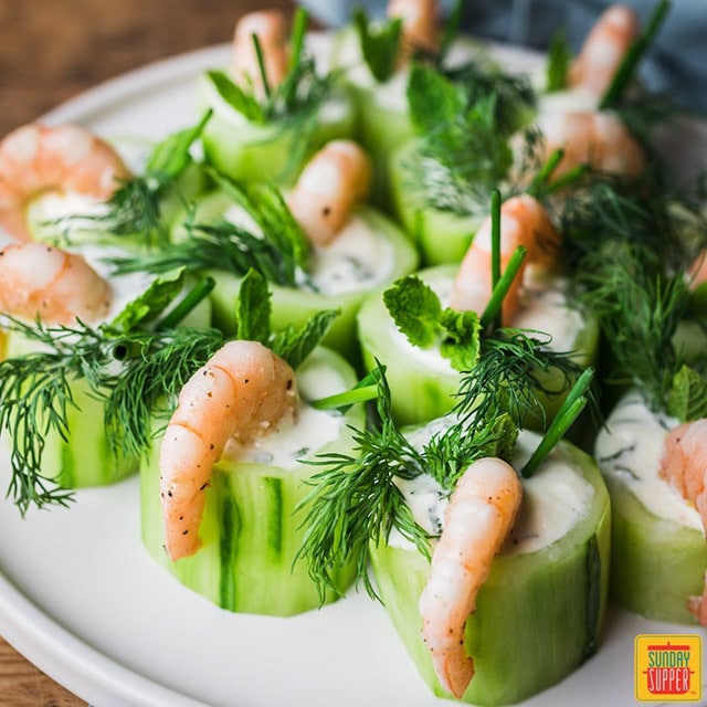 Cucumber Canapes with Shrimp