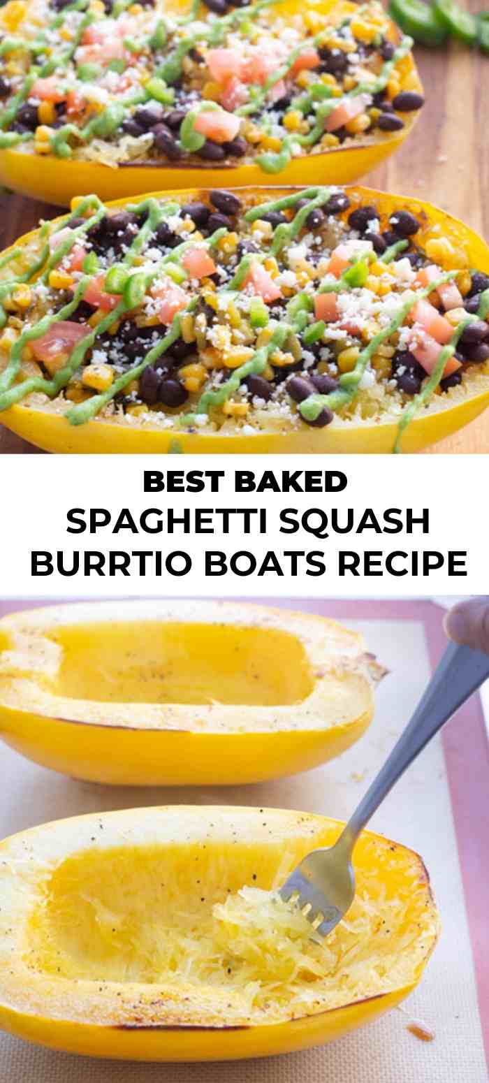 Best Baked Spaghetti Squash Burrito Boats Recipe | The Adventure Bite