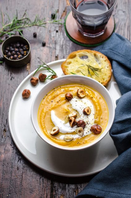 Pumpkin Soup with Juniper and Roasted Hazelnuts Recipe