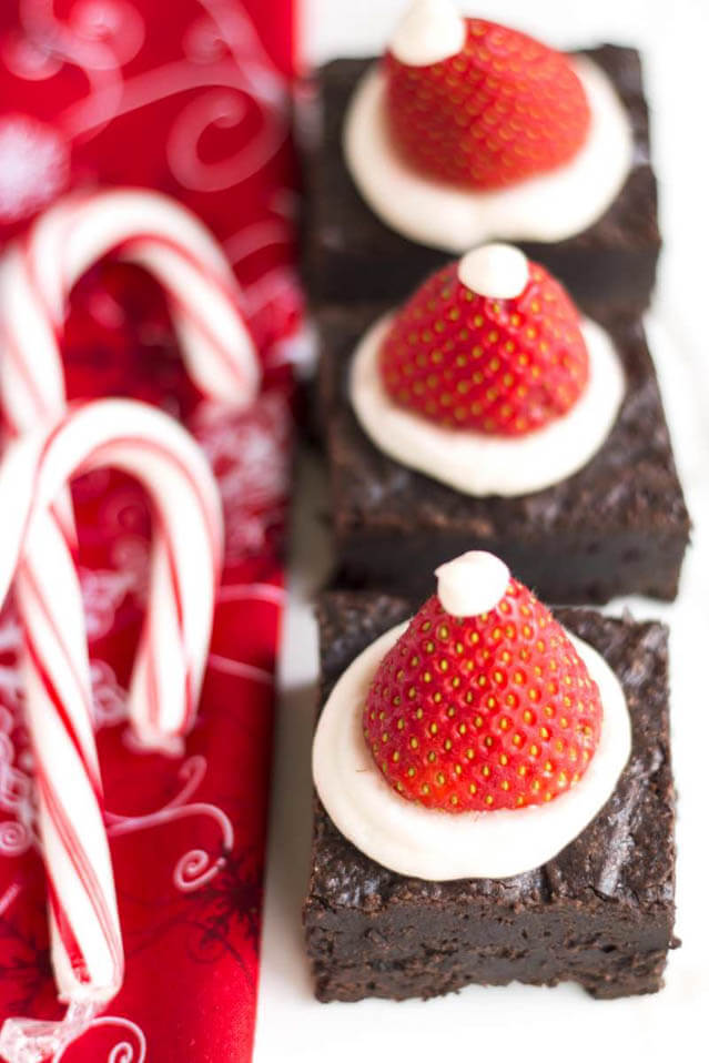 Santa hat brownies, Christmas party food ideas 