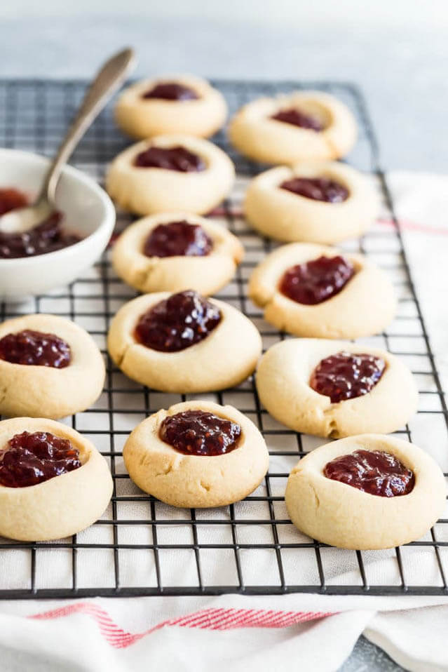 thumbprint cookies, Christmas party food ideas 