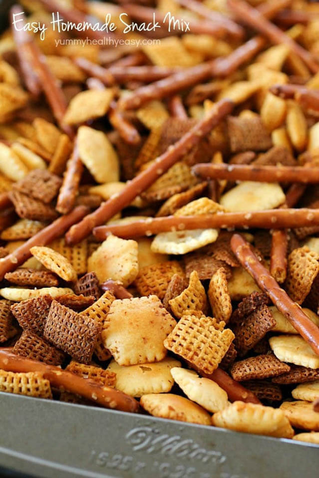 homemade snack mix, finger food ideas 