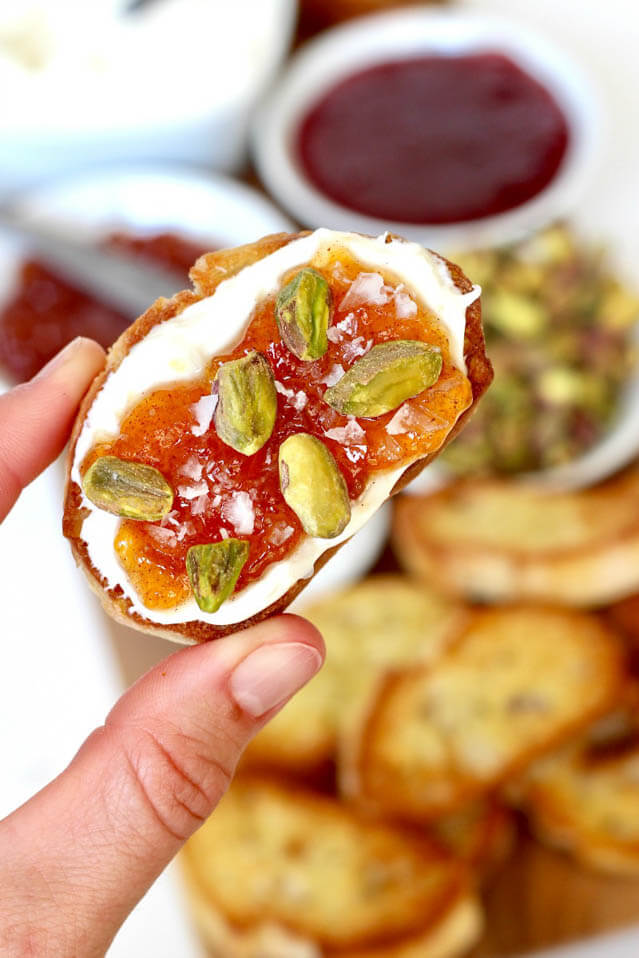 labneh toast board with jam pistachios and sea salt, Finger food ideas 