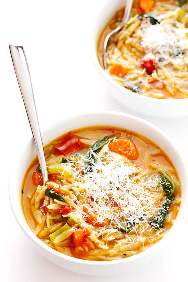 Italian Orzo Spinach Soup 
