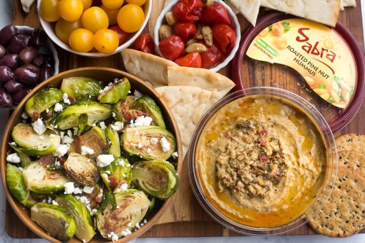 Crispy Roasted Brussels Sprouts with Feta & Bacon The Adventure Bite