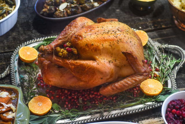 Beer Brined Turkey: Brining your turkey in beer is a stellar idea. Not only does the beer tenderize the turkey but it makes for delicious subtle flavor addition. We smother it in herb butter for added flavor and that perfect crispy skin.