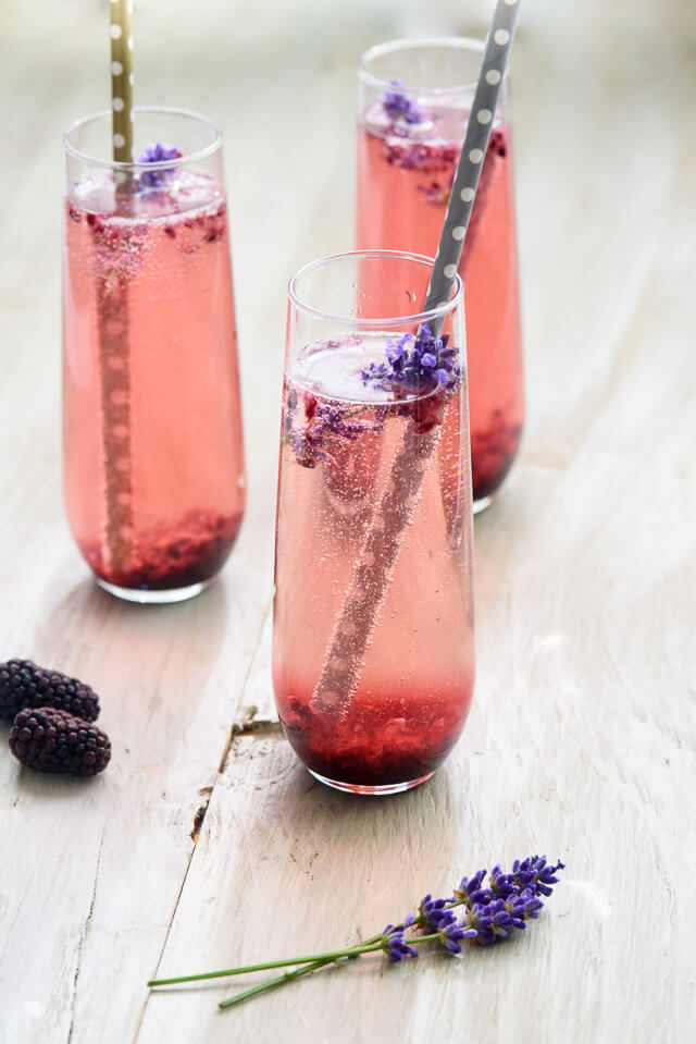 blackberry lavender champagne cocktail, 101 Christmas party food ideas 