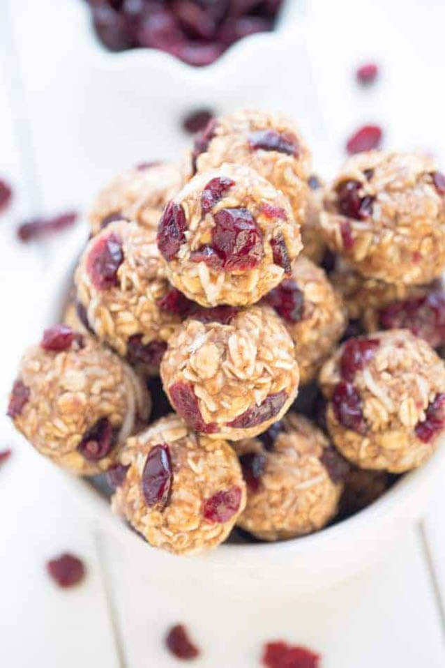 no bake cranberry coconut energy bites, cranberry recipes roundup 