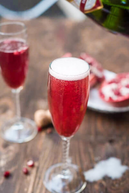 pomegranate champagne cocktail